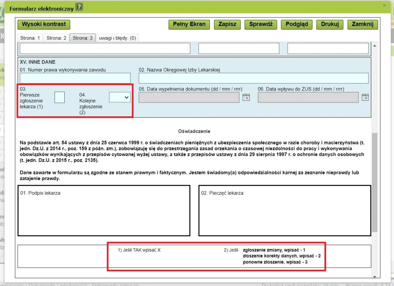 e-zwolnienie lekarskie r&oacute;żne daty wstecz przyszłość