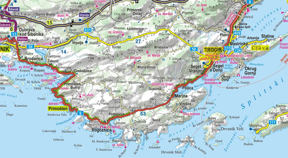 Czarnog&oacute;ra mapa turystyczna lub widok na wybrzeże