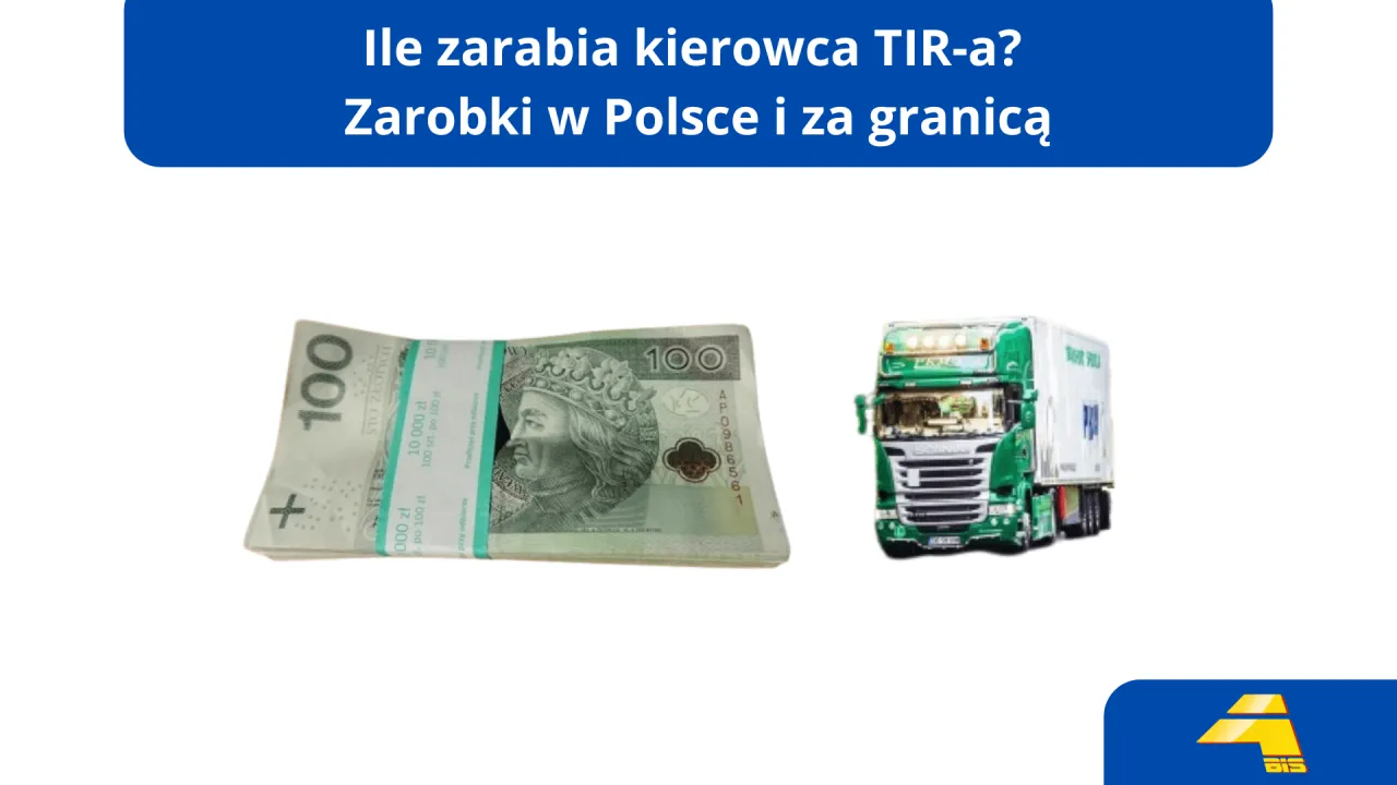 Ile zarabia kierowca tira? Stos banknot&oacute;w 100 zł i zielona ciężar&oacute;wka Scania sugerują zarobki kierowcy tira w Polsce i za granicą.