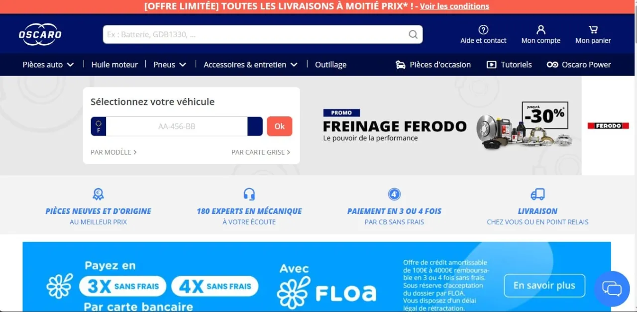 personne commandant une pièce auto en ligne sur ordinateur