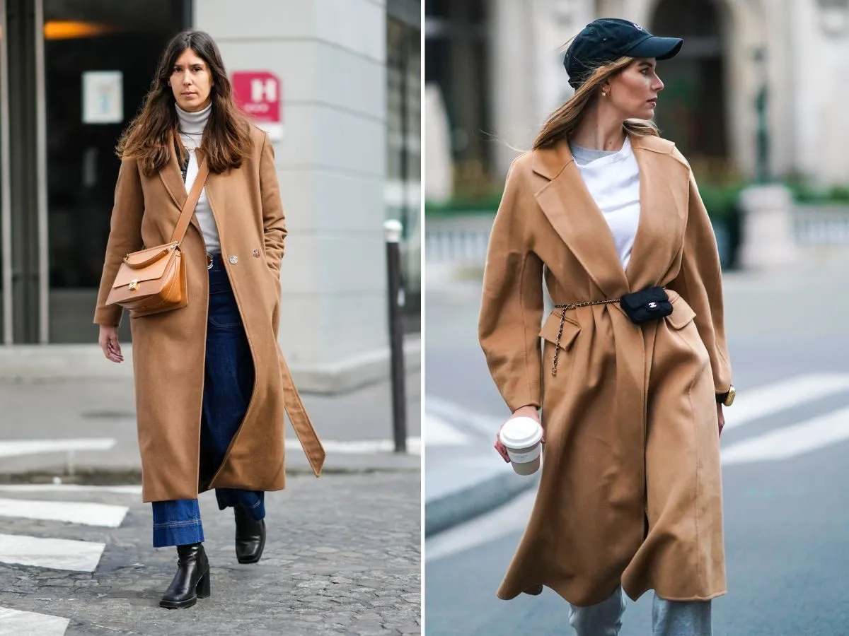 Płaszcz camel stylizacje casual