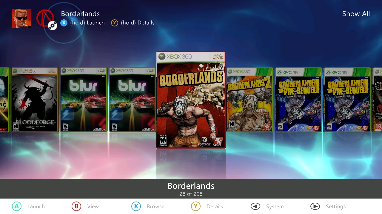 Xbox 360 Aurora dashboard