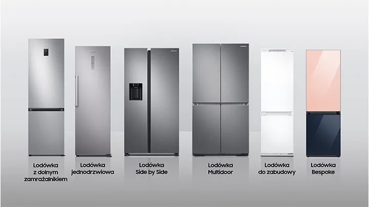 r&oacute;żne typy lod&oacute;wek wolnostojących i do zabudowy