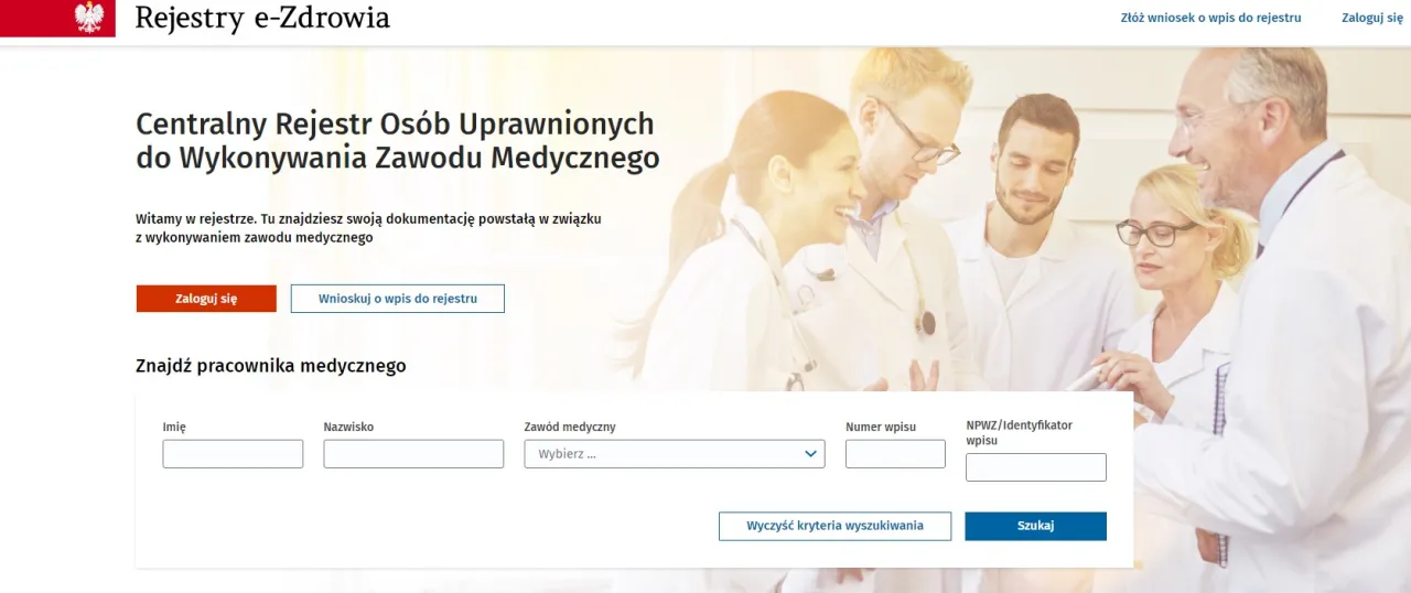 centralny rejestr zawodów medycznych
