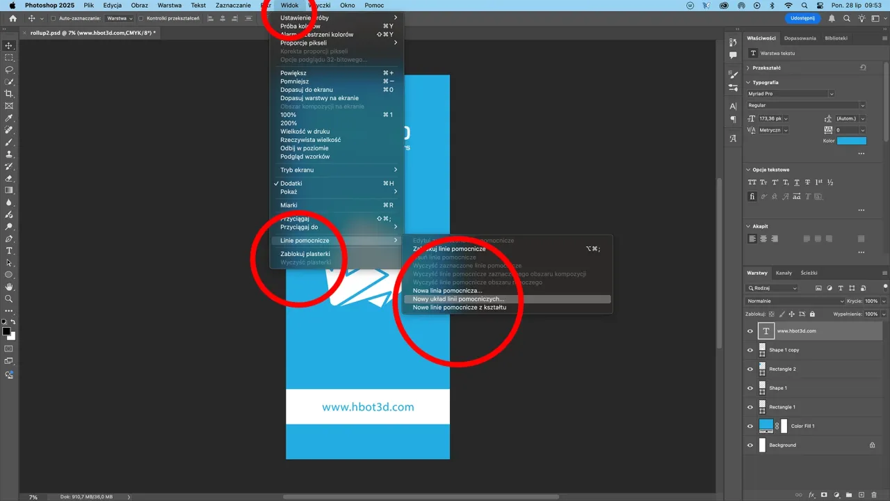 photoshop nowy układ linii pomocniczych dialog
