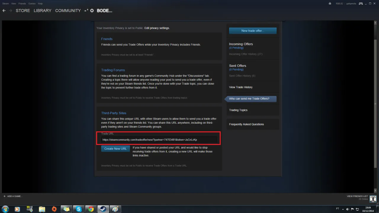 Steam Trade URL location step by step