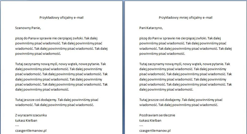 schemat budowy maila formalnego