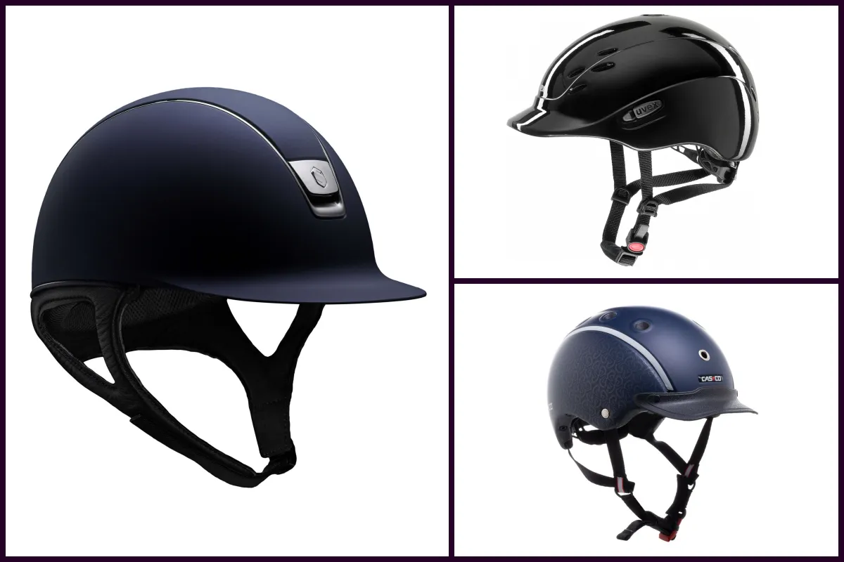 Osoba przymierzająca kask jeździecki przed pierwszą lekcją