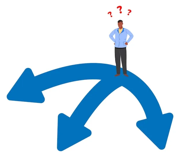 osoba na rozdrożu wyb&oacute;r decyzja finanse