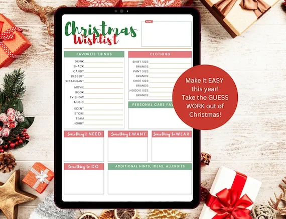 lista życzeń prezentowa świąteczna