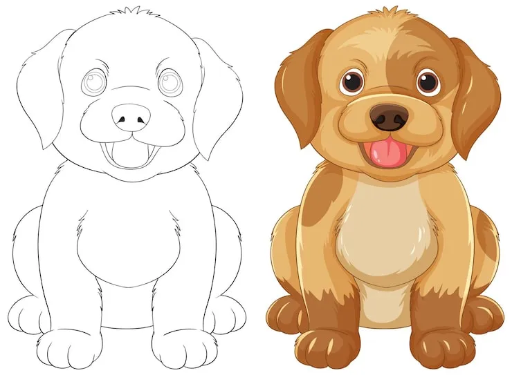różne style rysowania szczeniaków realistyczny kreskówkowy
