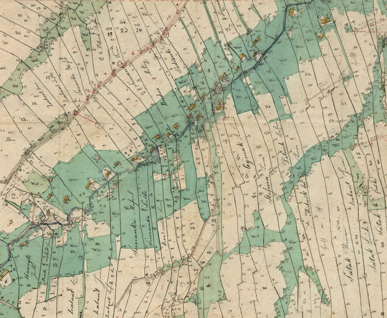 Mapa katastralna dawnej wsi polskiej