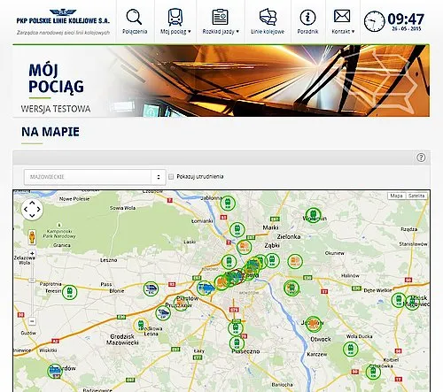 Mapa pociągów PKP Intercity w czasie rzeczywistym