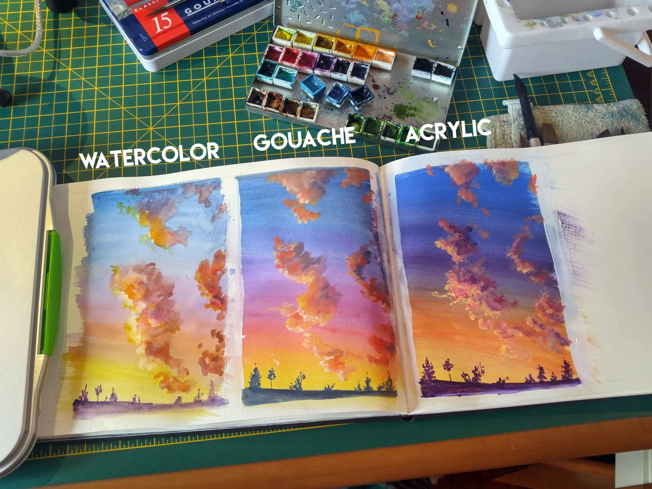 Aquarell Acryl Wasserfarben Vergleich