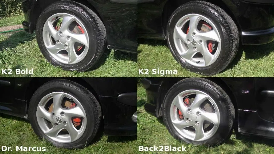 czyste opony samochodowe przed nabłyszczaniem