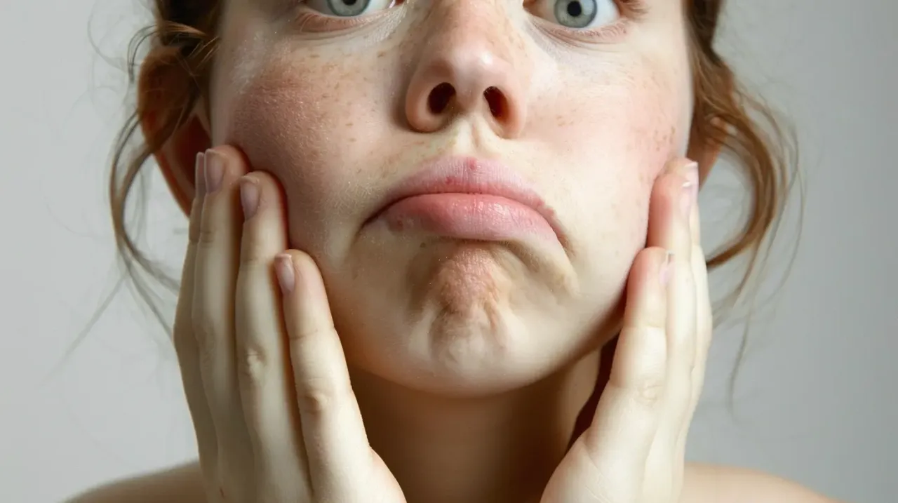 osoba z opuchniętą twarzą alarm