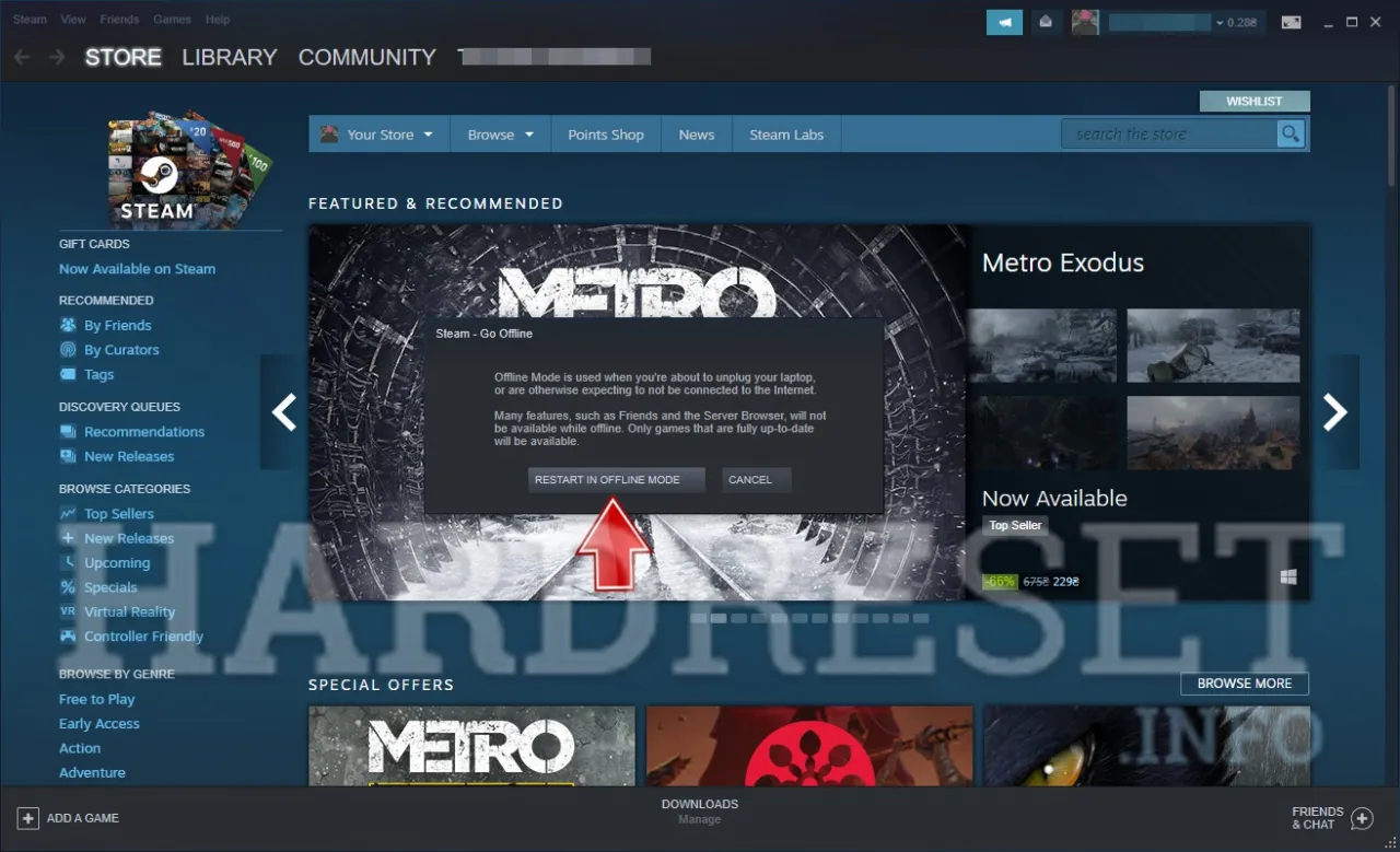 Steam tryb offline instrukcja