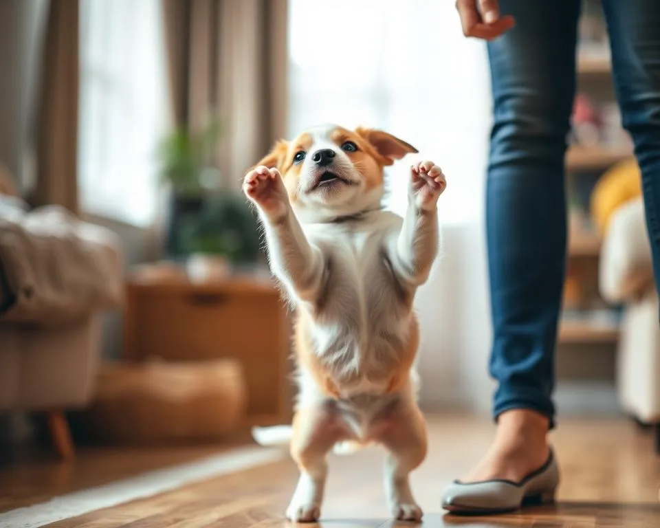 szczeniak skaczący z radości