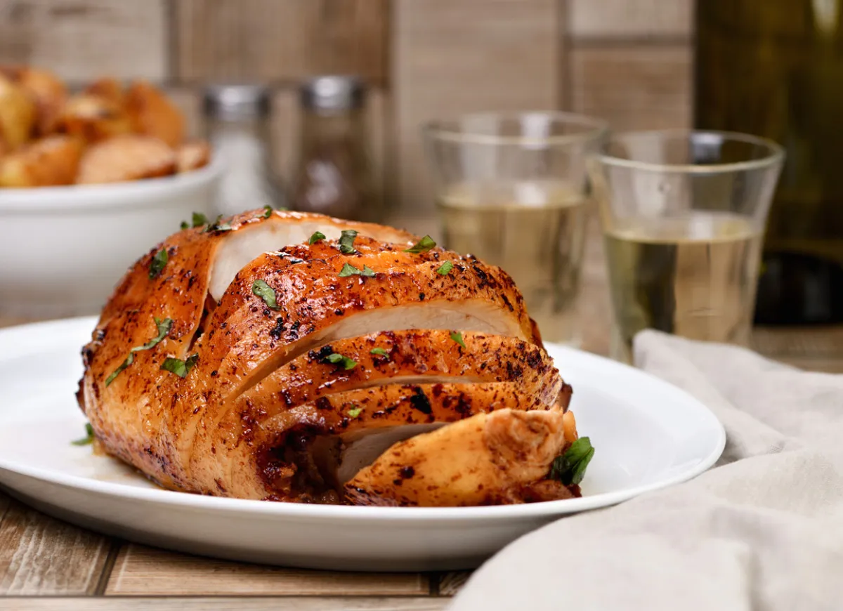 soczysta pierś z indyka na talerzu