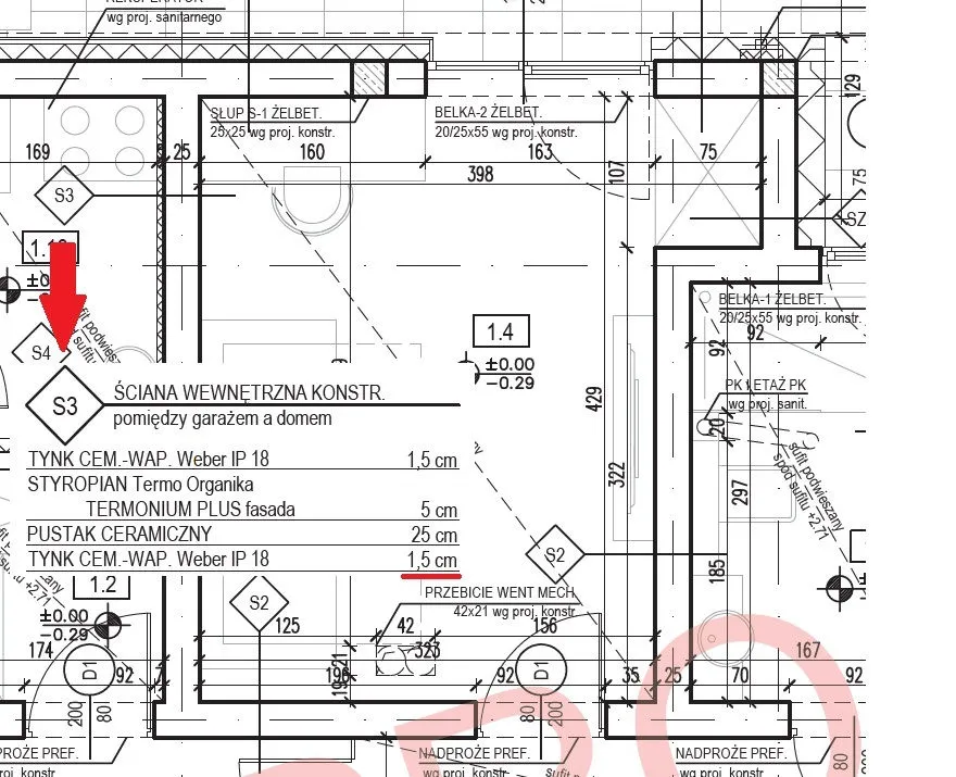 schemat obliczania powierzchni tynkowania w domu