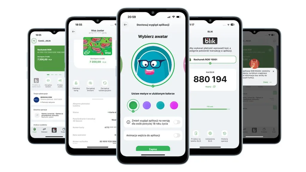 ikony aplikacji mobilnych banków spółdzielczych SGB Mobile Nasz Bank BS Go porównanie