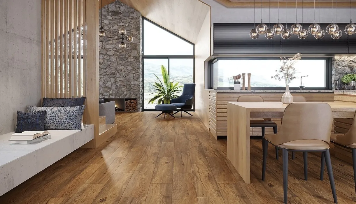 Dąb sonoma meble ciemna podłoga aranżacje