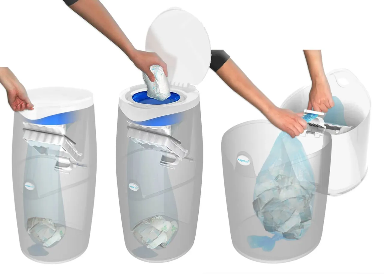 różne rodzaje koszy na pieluchy