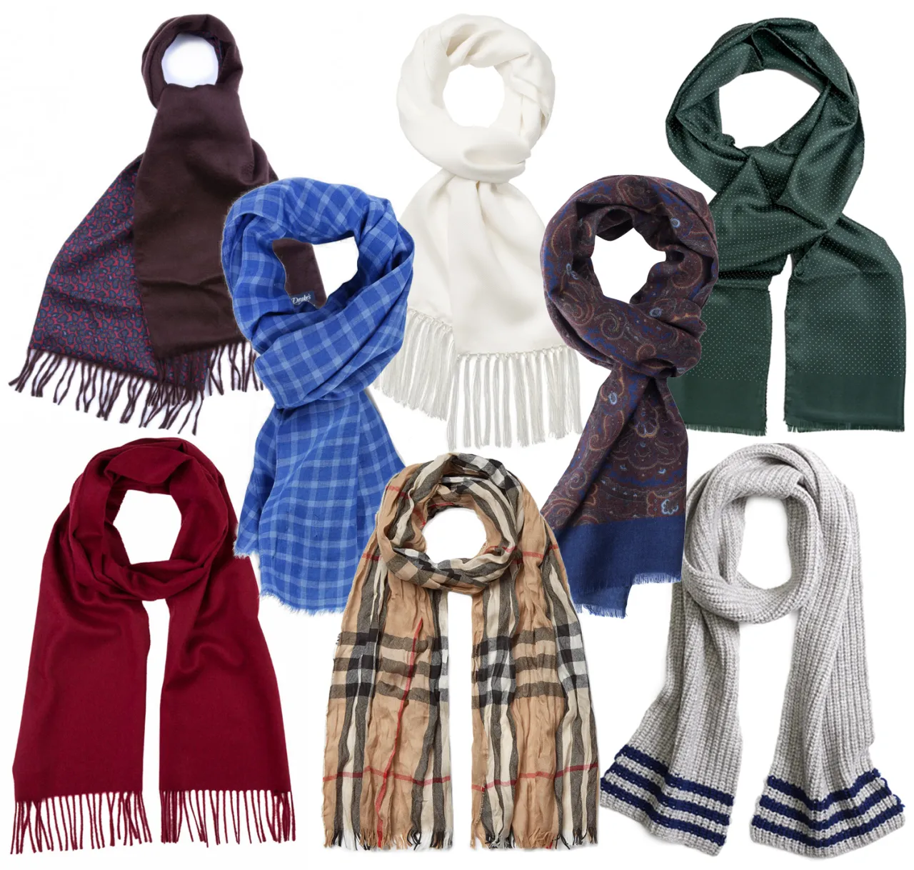 różne rodzaje szalików materiały długości