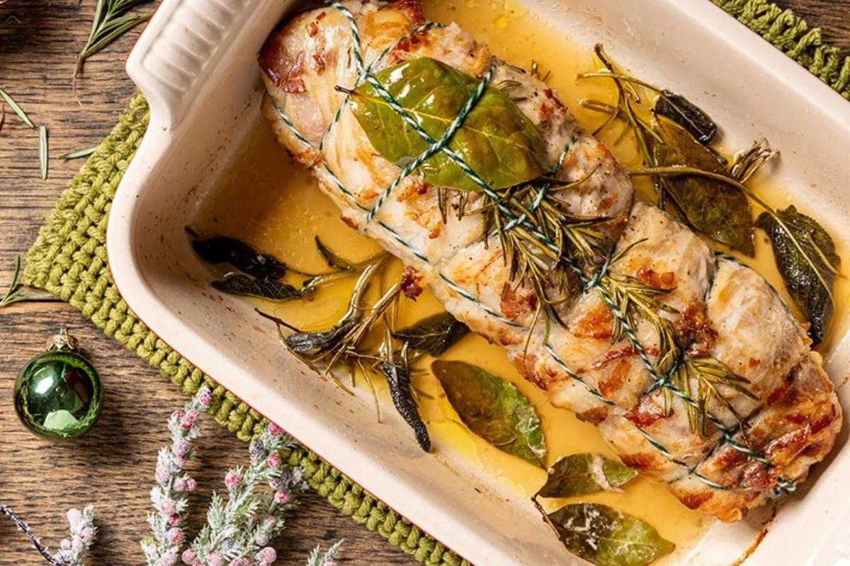 Arrosto di vitello natalizio con contorno