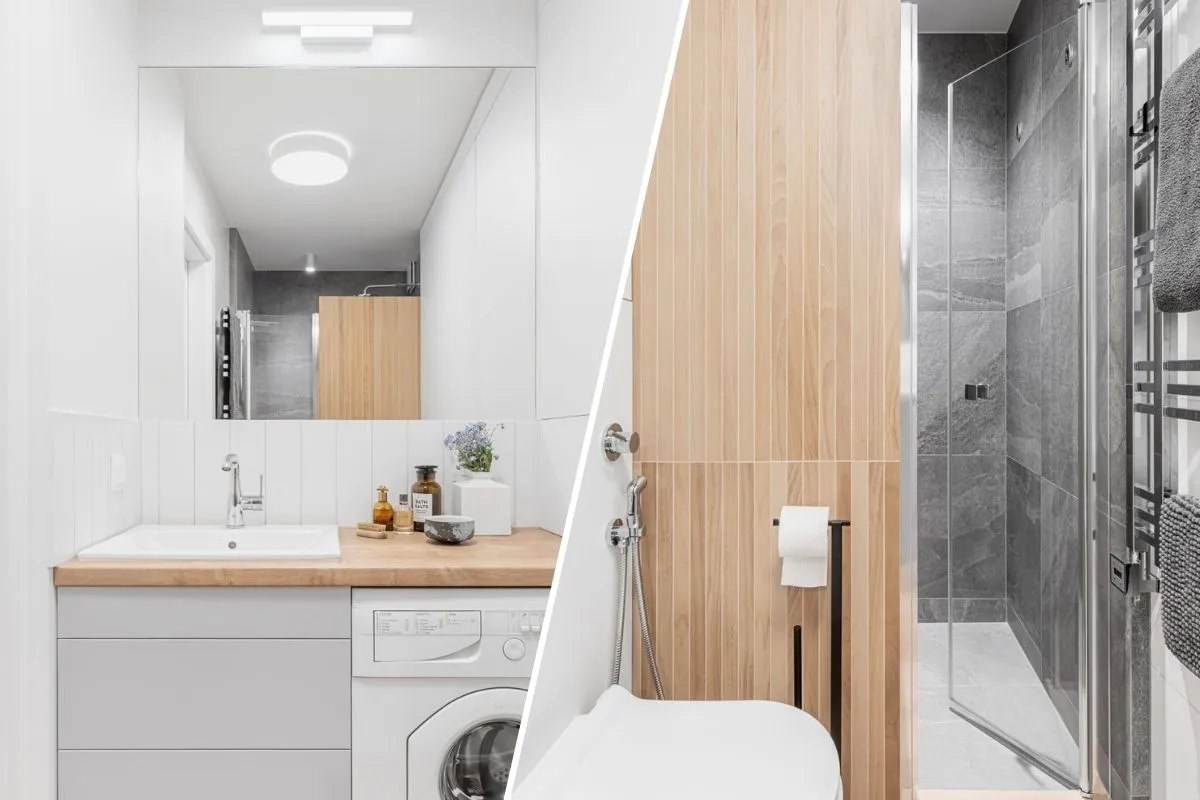 Zabudowa pralki inspiracje mała łazienka