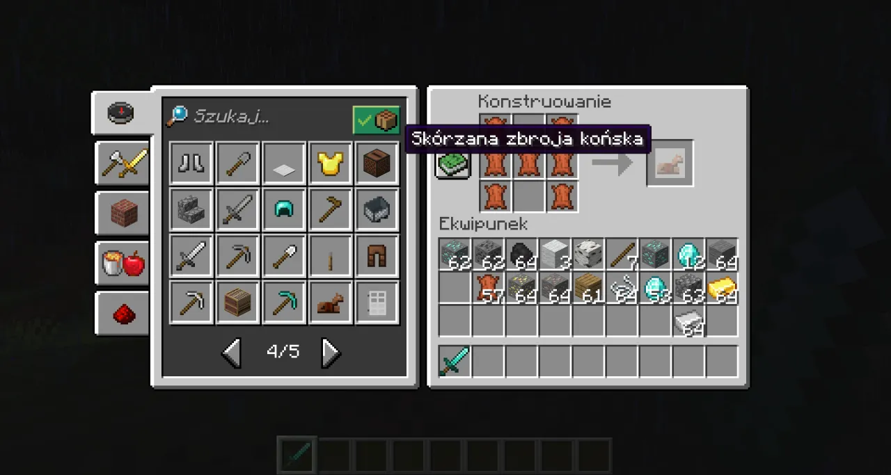 Minecraft crafting siodło przepis