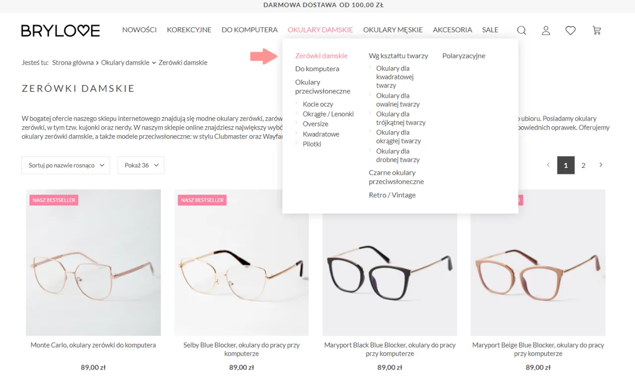 r&oacute;żne rodzaje okular&oacute;w zer&oacute;wek, okulary w optyku, okulary w sklepie internetowym