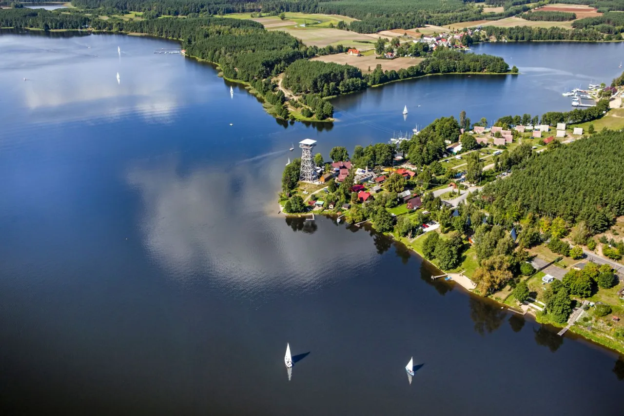 Jezioro Wdzydze panorama z lotu ptaka
