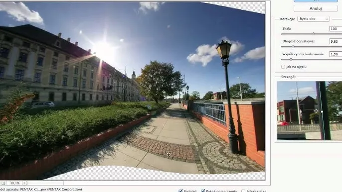 Photoshop korekcja perspektywy budynki