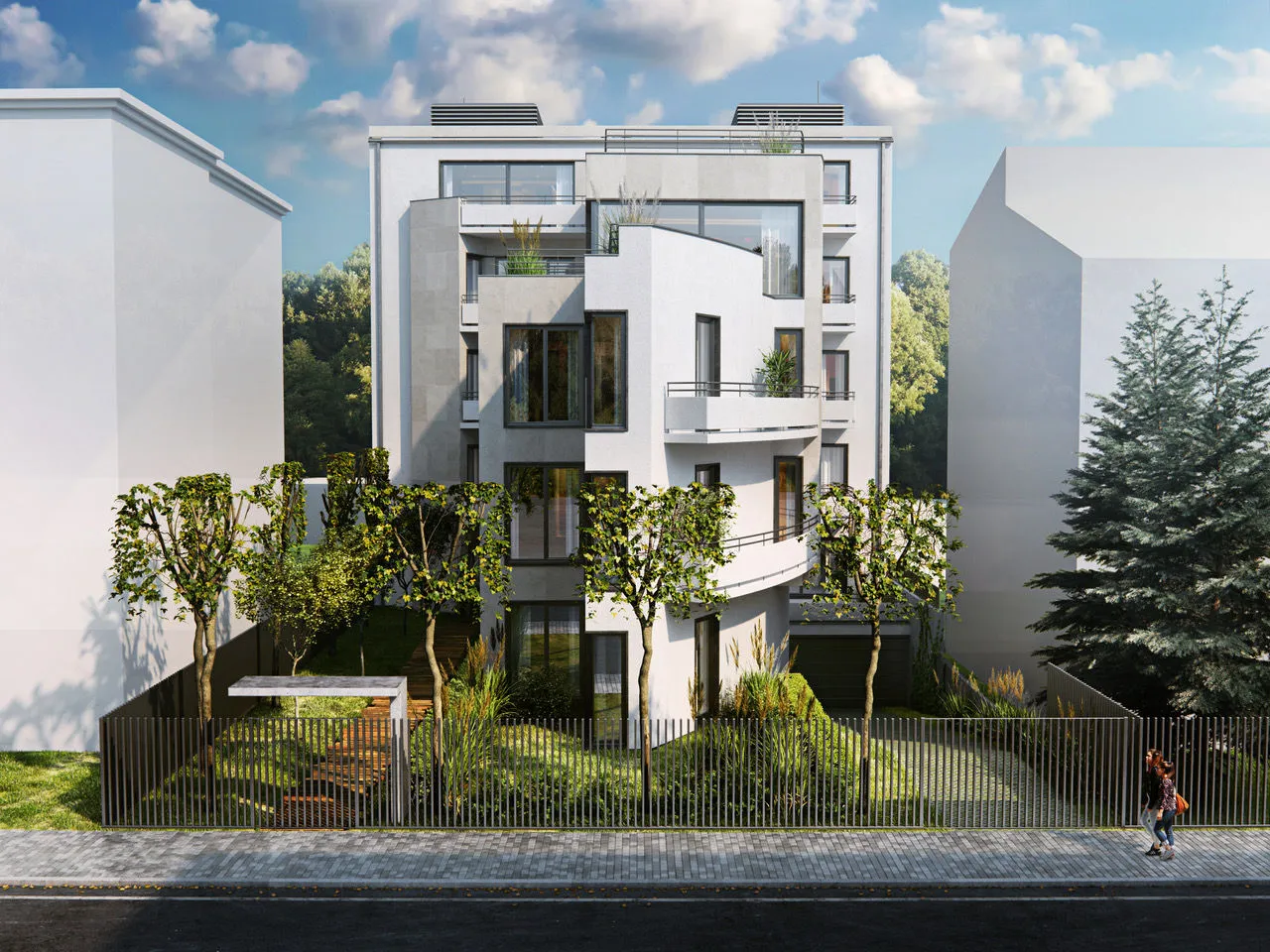 Wizualizacja nowoczesnej fasady budynku mieszkalnego lub dobrze zaprojektowanego wnętrza mieszkania