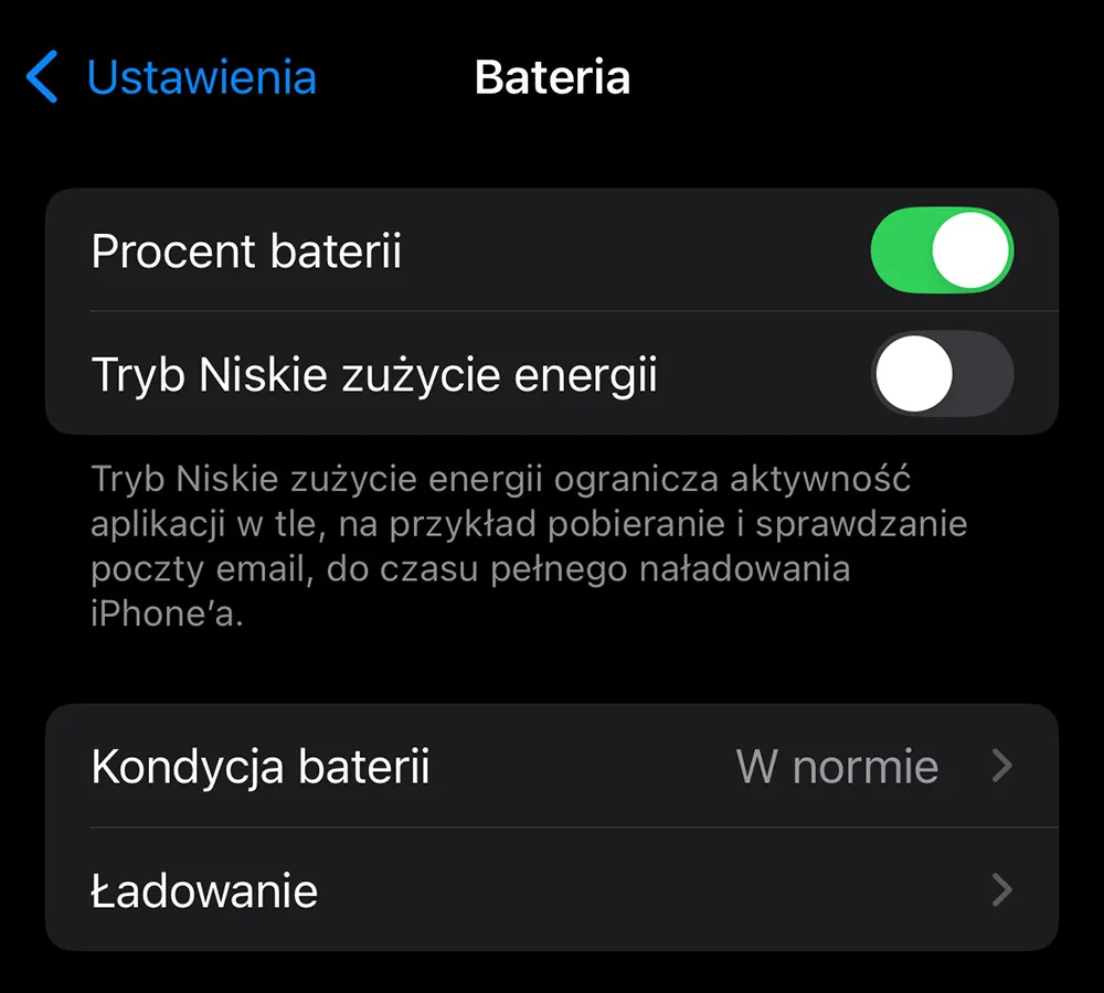 iPhone 8 kondycja baterii ustawienia