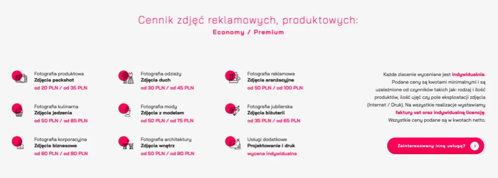 fotografia produktowa packshot cennik