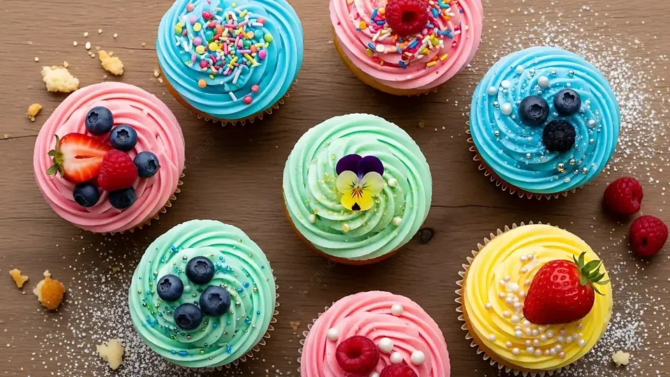 babeczki z posypkami i owocami