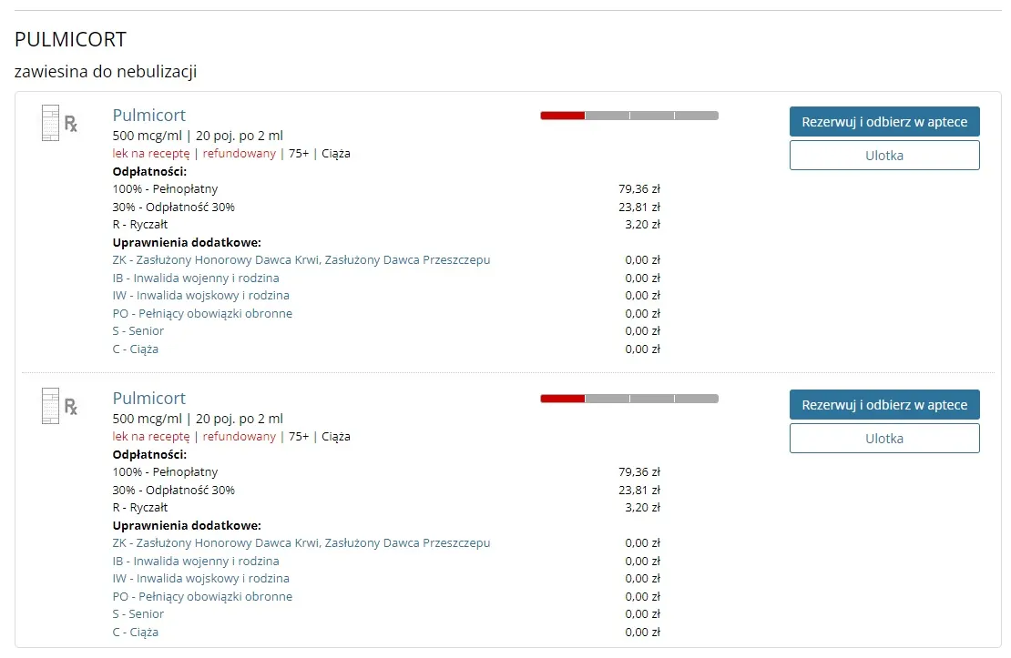 kalkulator cena leku ryczałt apteka