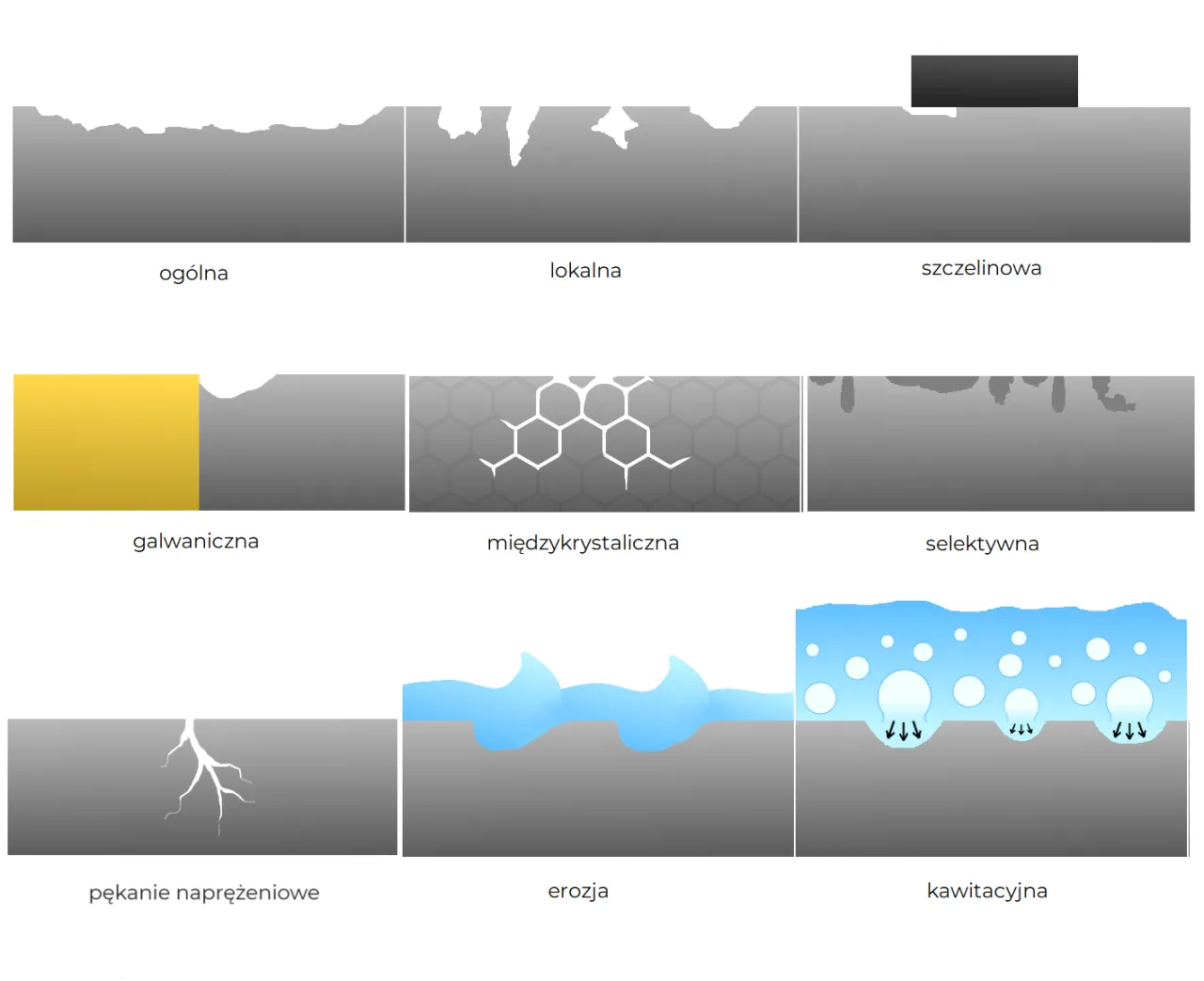 rodzaje korozji schemat