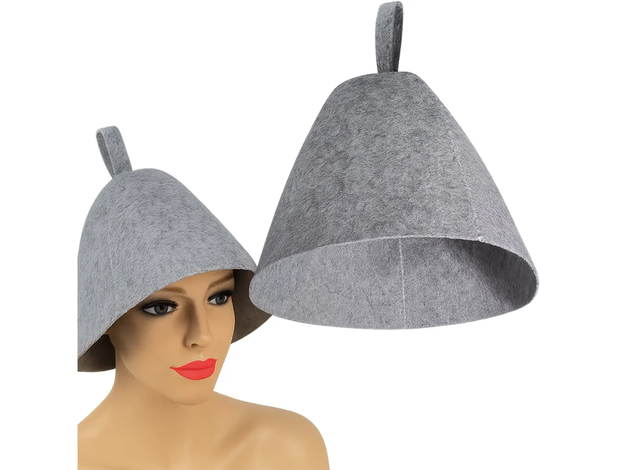 Osoba w saunie w czapce filcowej