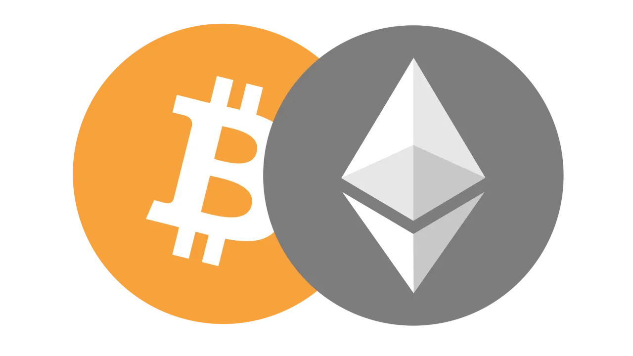 Bitcoin Ethereum logo por&oacute;wnanie