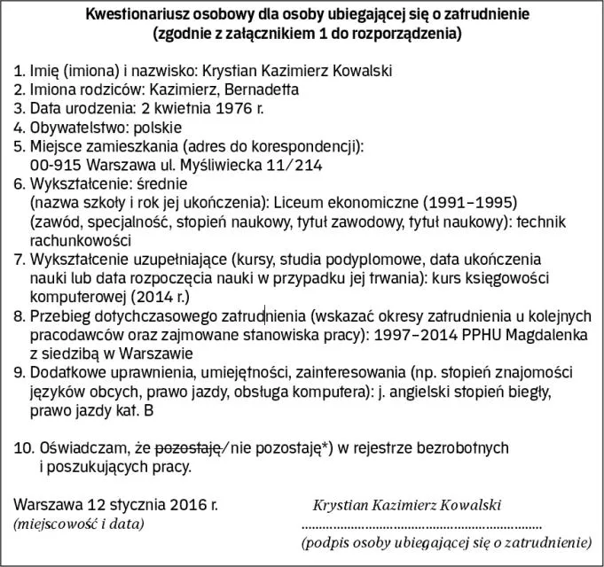 Zdjęcie Jak wypełnić kwestionariusz osobowy dla pracownika bez błędów