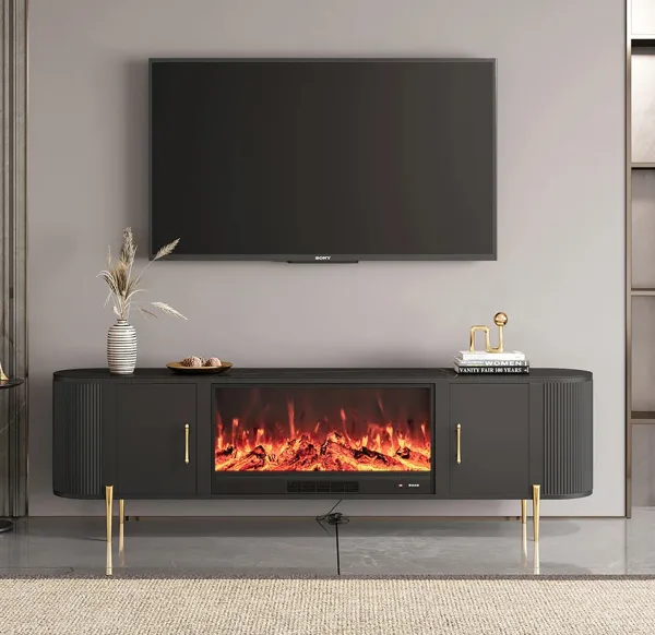 Zdjęcie Chimenea y TV en salones peque&ntilde;os: &iquest;c&oacute;mo integrarlos con estilo?