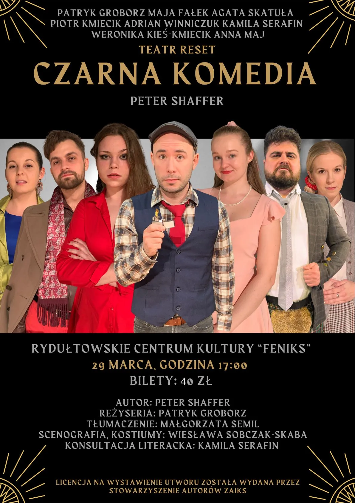 Zdjęcie Czarna komedia spektakl w Warszawie - zaskakujące zwroty akcji i obsada