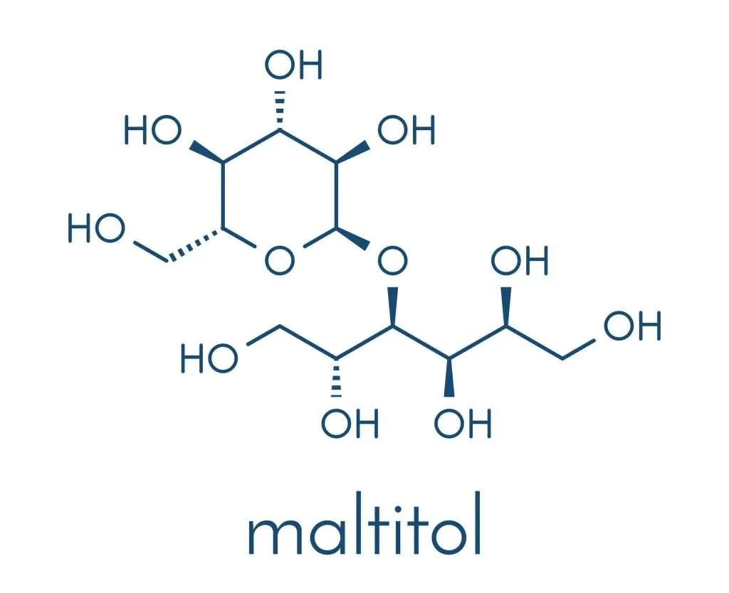 Maltitol chemical structure and food products