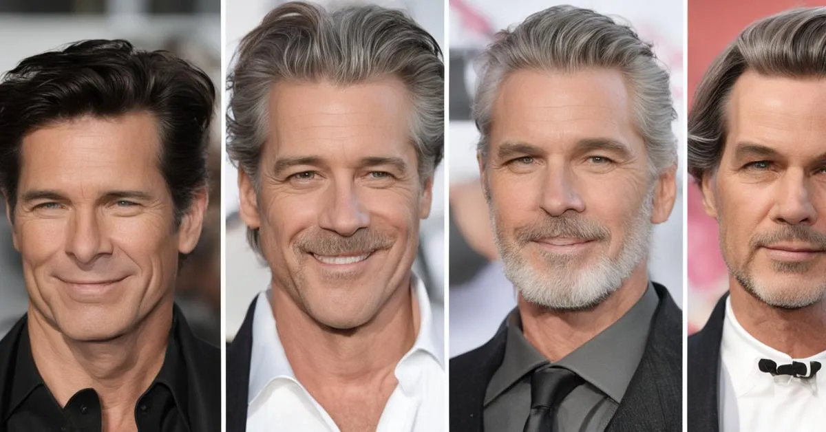 Męskie fryzury odmładzające kolaż