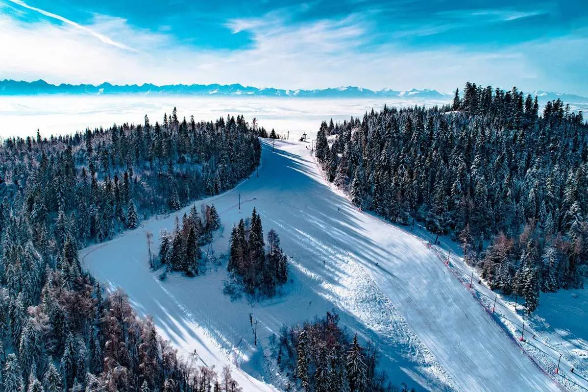 Nowy Targ Długa Polana stok narciarski zima