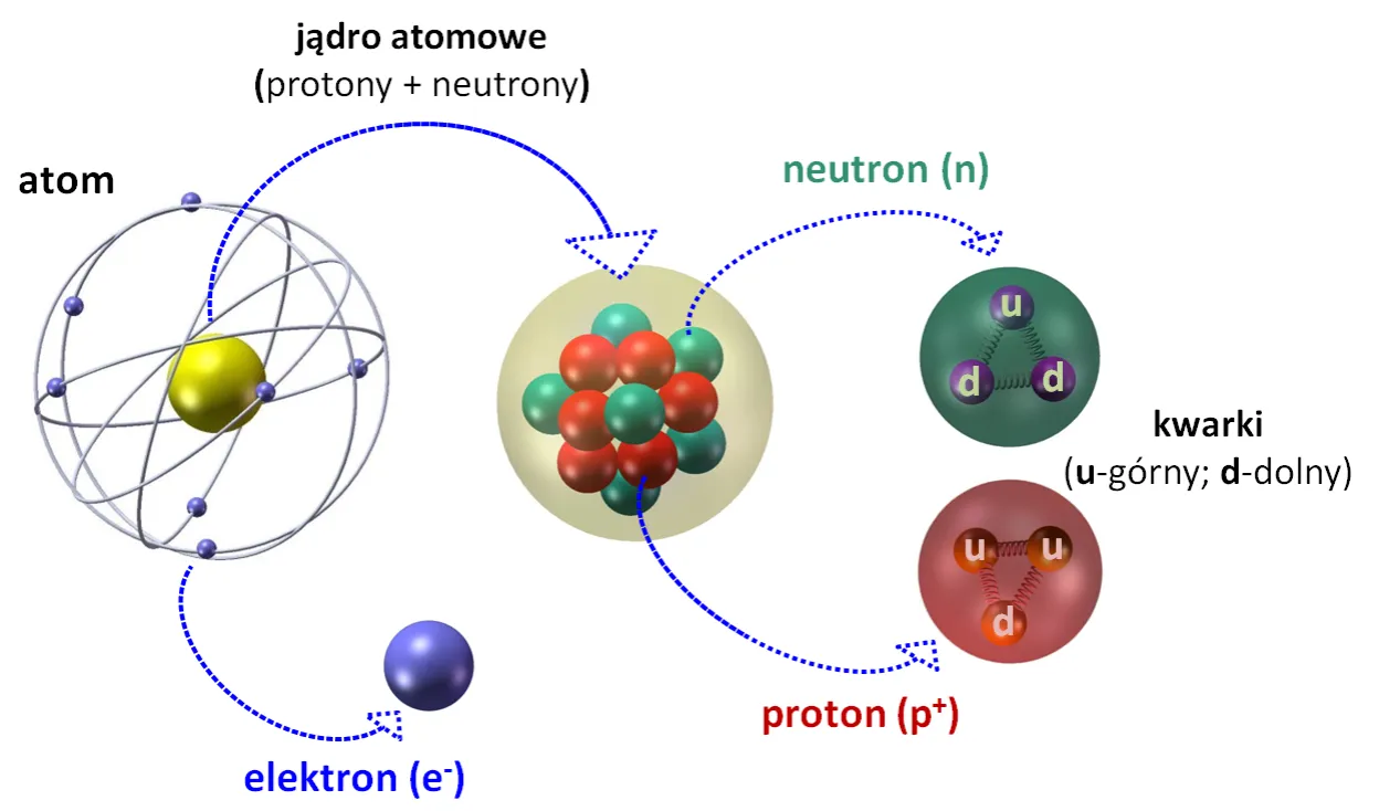 budowa protonu neutronu kwarki g&oacute;rne dolne