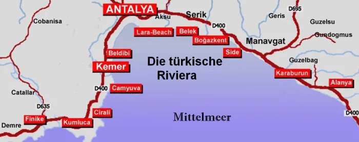 Türkische Riviera Karte Seebäder